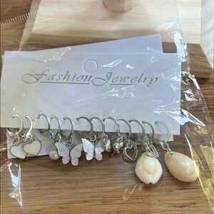 Fashion Jewelry Silver and Cream Earring Collection
